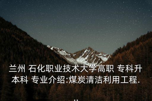 蘭州 石化職業(yè)技術(shù)大學(xué)高職 ?？粕究?專業(yè)介紹:煤炭清潔利用工程...
