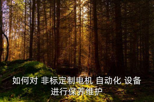 如何對 非標定制電機 自動化 設備進行保養(yǎng)維護