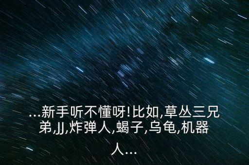 ...新手聽不懂呀!比如,草叢三兄弟,JJ,炸彈人,蝎子,烏龜,機(jī)器人...