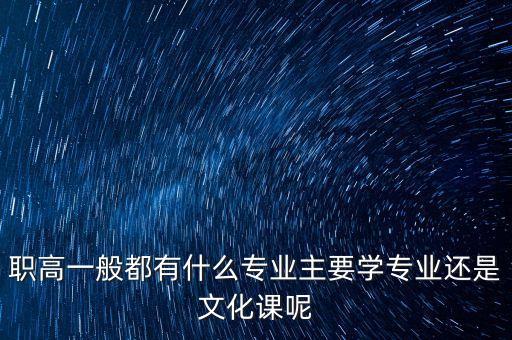 職高一般都有什么專業(yè)主要學(xué)專業(yè)還是文化課呢