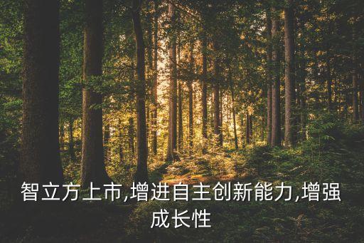 智立方上市,增進(jìn)自主創(chuàng)新能力,增強(qiáng)成長性