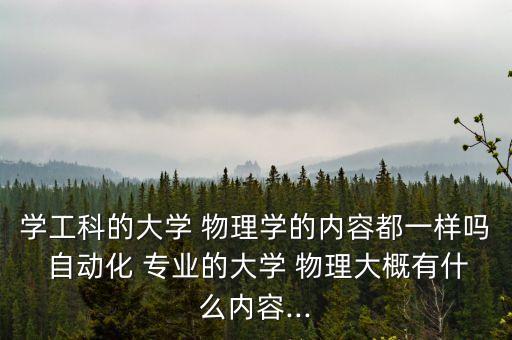 學工科的大學 物理學的內容都一樣嗎 自動化 專業(yè)的大學 物理大概有什么內容...