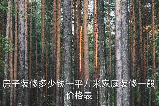 房子裝修多少錢一平方米家庭裝修一般價格表