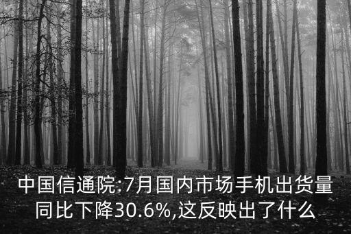 中國(guó)信通院:7月國(guó)內(nèi)市場(chǎng)手機(jī)出貨量同比下降30.6%,這反映出了什么