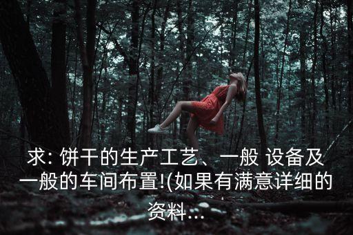 求: 餅干的生產(chǎn)工藝、一般 設(shè)備及一般的車間布置!(如果有滿意詳細(xì)的資料...