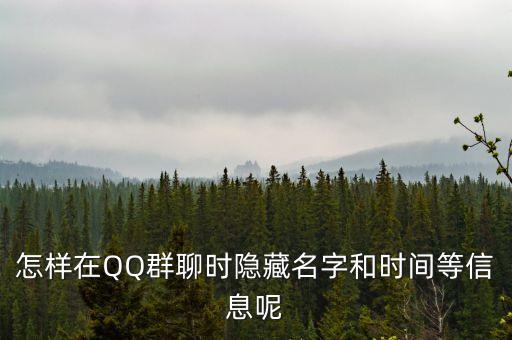 怎樣在QQ群聊時(shí)隱藏名字和時(shí)間等信息呢