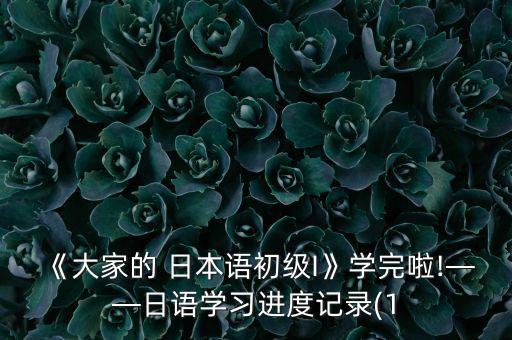 《大家的 日本語初級I》學(xué)完啦!——日語學(xué)習(xí)進(jìn)度記錄(1