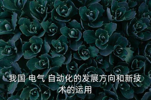我國 電氣 自動化的發(fā)展方向和新技術(shù)的運用