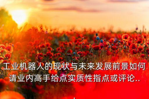 工業(yè)機(jī)器人的現(xiàn)狀與未來發(fā)展前景如何請(qǐng)業(yè)內(nèi)高手給點(diǎn)實(shí)質(zhì)性指點(diǎn)或評(píng)論...