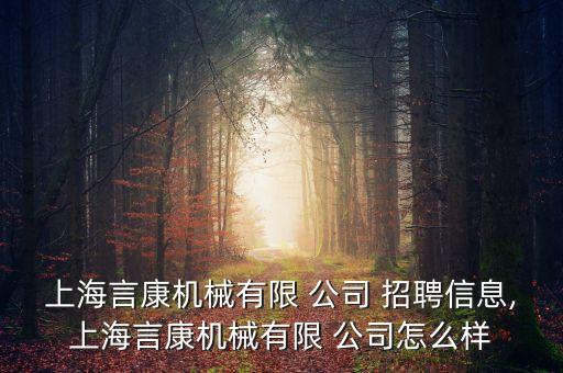 上海言康機械有限 公司 招聘信息,上海言康機械有限 公司怎么樣