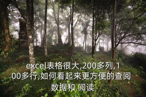 excel表格很大,200多列,100多行,如何看起來更方便的查閱 數(shù)據(jù)和 閱讀
