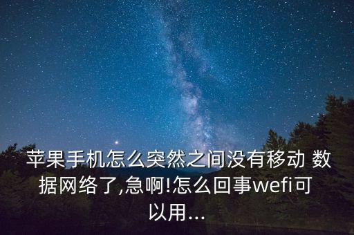  蘋果手機怎么突然之間沒有移動 數(shù)據(jù)網(wǎng)絡(luò)了,急啊!怎么回事wefi可以用...