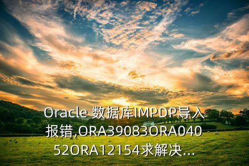 Oracle 數(shù)據(jù)庫IMPDP導(dǎo)入報錯,ORA39083ORA04052ORA12154求解決...