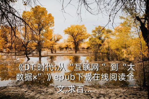 《DT 時(shí)代:從“互聯(lián)網(wǎng) ”到“大 數(shù)據(jù)×”》epub下載在線閱讀全文,求百...