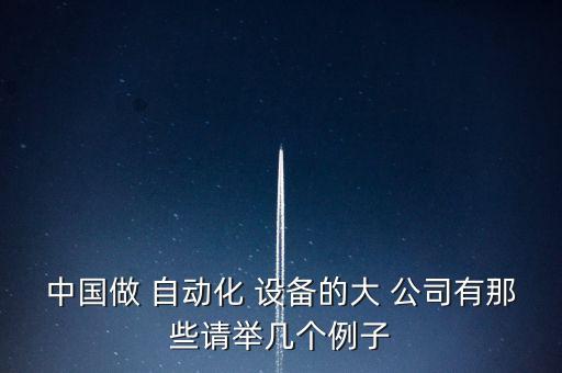中國做 自動化 設備的大 公司有那些請舉幾個例子