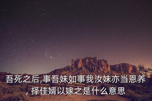 吾死之后,事吾妹如事我汝妹亦當(dāng)恩養(yǎng), 擇佳婿以嫁之是什么意思