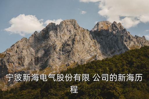 寧波新海電氣股份有限 公司的新海歷程