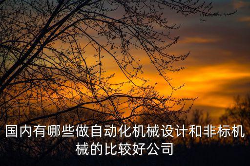 國(guó)內(nèi)有哪些做自動(dòng)化機(jī)械設(shè)計(jì)和非標(biāo)機(jī)械的比較好公司