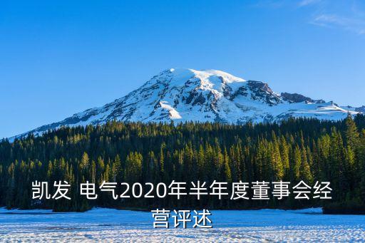 凱發(fā) 電氣2020年半年度董事會經營評述