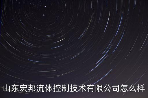山東宏邦流體控制技術(shù)有限公司怎么樣