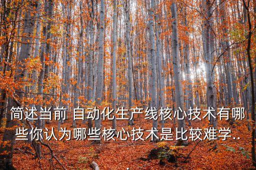 簡述當前 自動化生產(chǎn)線核心技術(shù)有哪些你認為哪些核心技術(shù)是比較難學(xué)...