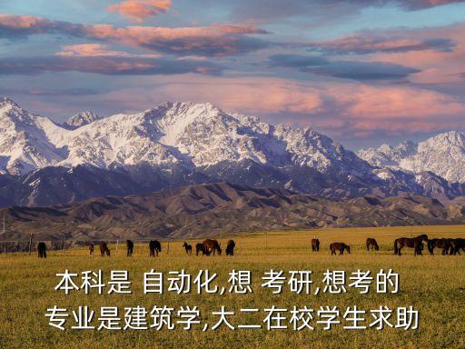 本科是 自動(dòng)化,想 考研,想考的 專業(yè)是建筑學(xué),大二在校學(xué)生求助