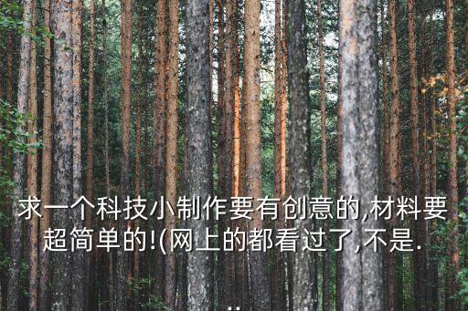 求一個(gè)科技小制作要有創(chuàng)意的,材料要超簡單的!(網(wǎng)上的都看過了,不是...