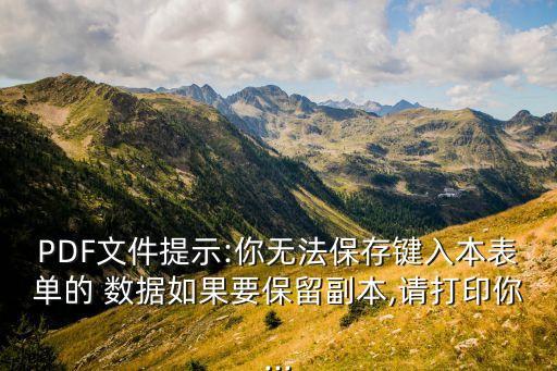 PDF文件提示:你無法保存鍵入本表單的 數(shù)據(jù)如果要保留副本,請打印你...