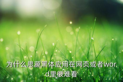 為什么思源黑體應用在網(wǎng)頁或者word里很難看