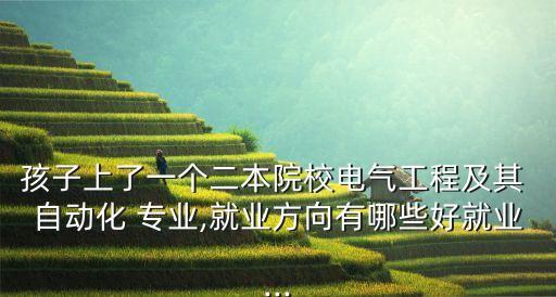 孩子上了一個二本院校電氣工程及其 自動化 專業(yè),就業(yè)方向有哪些好就業(yè)...
