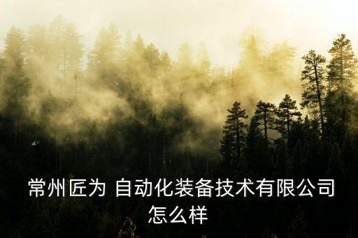  常州匠為 自動化裝備技術(shù)有限公司怎么樣