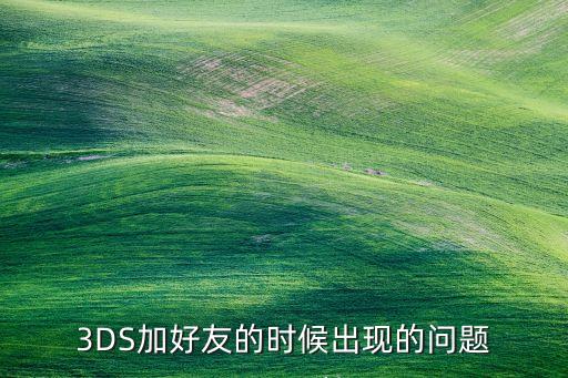3DS加好友的時候出現(xiàn)的問題