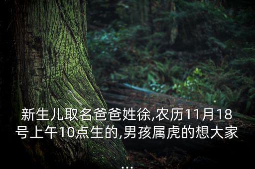 新生兒取名爸爸姓徐,農(nóng)歷11月18號(hào)上午10點(diǎn)生的,男孩屬虎的想大家...
