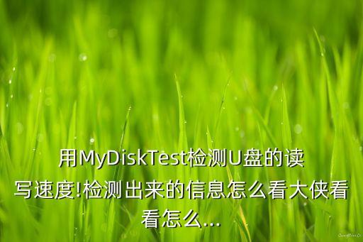 用MyDiskTest檢測U盤的讀寫速度!檢測出來的信息怎么看大俠看看怎么...