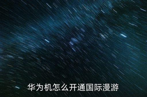 華為機怎么開通國際漫游