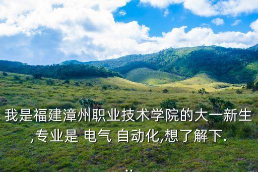 我是福建漳州職業(yè)技術(shù)學(xué)院的大一新生,專業(yè)是 電氣 自動(dòng)化,想了解下...