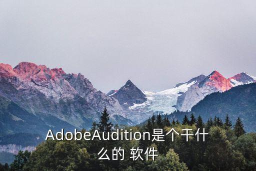 AdobeAudition是個(gè)干什么的 軟件