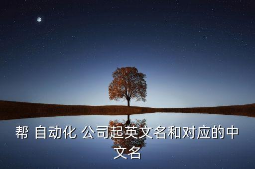 幫 自動(dòng)化 公司起英文名和對(duì)應(yīng)的中文名