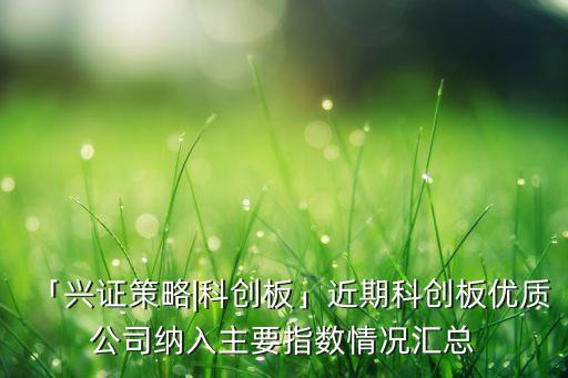 「興證策略|科創(chuàng)板」近期科創(chuàng)板優(yōu)質(zhì)公司納入主要指數(shù)情況匯總