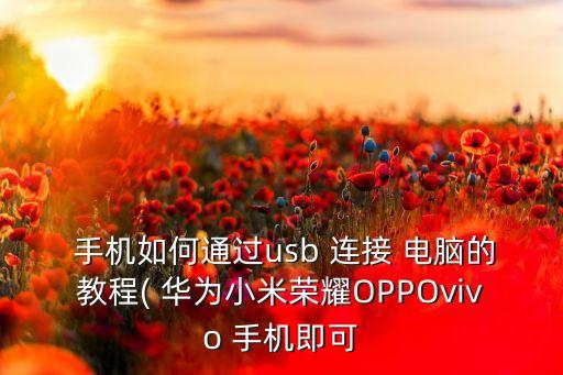  手機(jī)如何通過(guò)usb 連接 電腦的教程( 華為小米榮耀OPPOvivo 手機(jī)即可