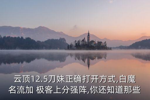 云頂12.5刀妹正確打開方式,白魔名流加 極客上分強(qiáng)陣,你還知道那些