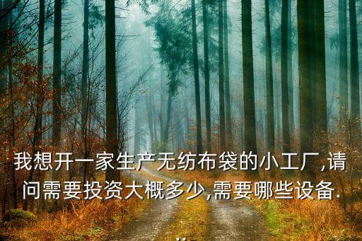 我想開一家生產無紡布袋的小工廠,請問需要投資大概多少,需要哪些設備...
