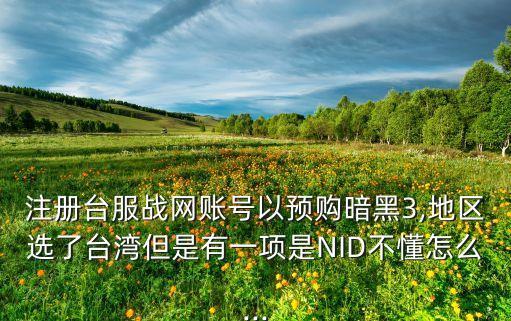 注冊臺服戰(zhàn)網(wǎng)賬號以預(yù)購暗黑3,地區(qū)選了臺灣但是有一項是NID不懂怎么...