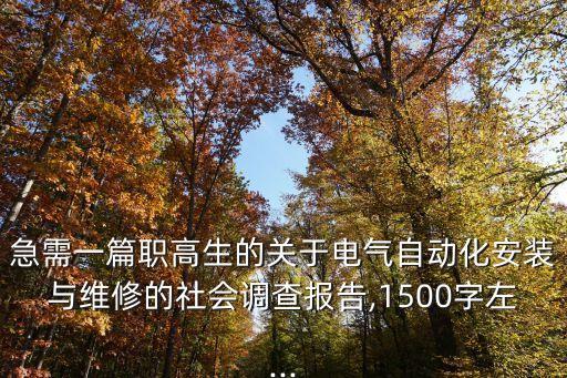 急需一篇職高生的關(guān)于電氣自動(dòng)化安裝與維修的社會(huì)調(diào)查報(bào)告,1500字左...