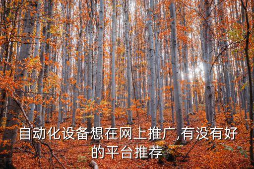  自動(dòng)化設(shè)備想在網(wǎng)上推廣,有沒有好的平臺(tái)推薦