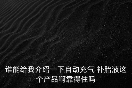 誰能給我介紹一下自動(dòng)充氣 補(bǔ)胎液這個(gè)產(chǎn)品啊靠得住嗎