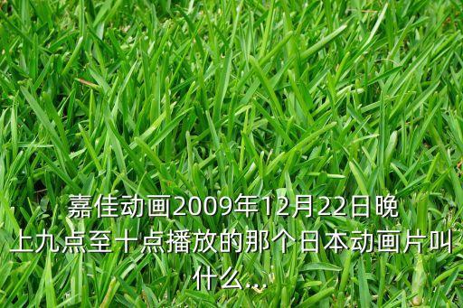  嘉佳動(dòng)畫2009年12月22日晚上九點(diǎn)至十點(diǎn)播放的那個(gè)日本動(dòng)畫片叫什么...