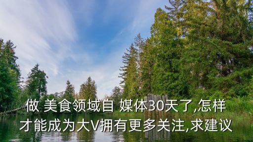 做 美食領域自 媒體30天了,怎樣才能成為大V擁有更多關注,求建議