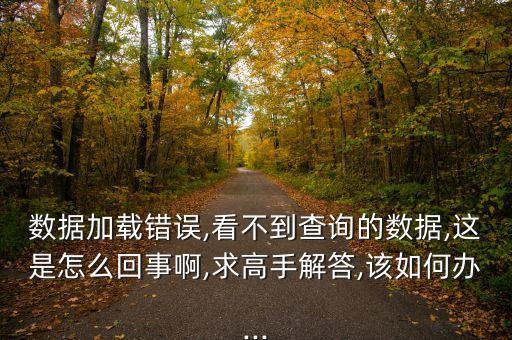 數(shù)據加載錯誤,看不到查詢的數(shù)據,這是怎么回事啊,求高手解答,該如何辦...