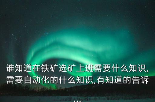 誰知道在鐵礦選礦上班需要什么知識,需要自動化的什么知識,有知道的告訴...